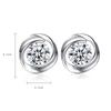 PAG&MAG Korean Style 925 Silver Stud Earrings with Round Zircon and Rotating Pinwheel Design for Women