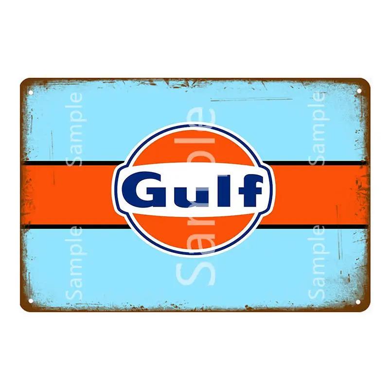 Vintage Gulf ESSO Mobil Racing Metal Tin Sign Wadhams Gasolines Motor Oil Garage Service Wall Decor Art Poster Wall Plaque YL055