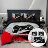 3PC Splicing Game Console Bedding Cover Red Black Blue Black 100%Polyester 1duvet Cover 2Pillowcases Digital Printing No Padding