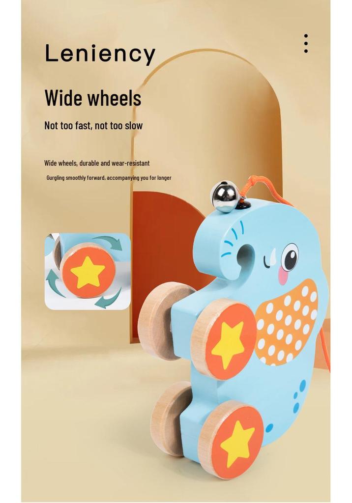 Cartoon Animal Pull Cart and Leash - Early Education Toy for Infants 0-3 Years