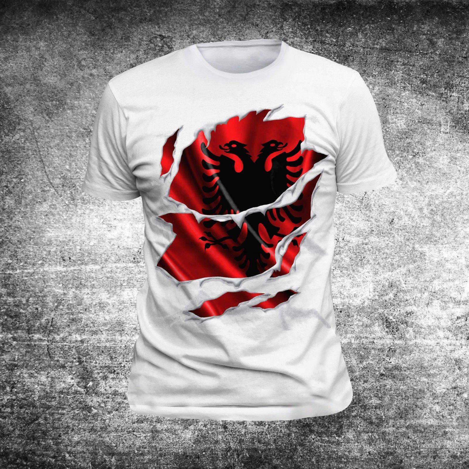 New Summer Cool TShirt Unisex Oneck Tshirt Albanien Albania Balkan Shirt Kosova Kosovo Flag Cotton Tshirt Tees S