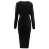 Women's Fashion Casual V-neck Color Waist Velvet Dress