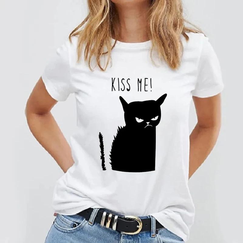 Women T Shirt Simple Design Tops Panda Printed Female Tee T Shirts Casual Basic Summer White Tshirt Kawaii Lady Tshirts 2021