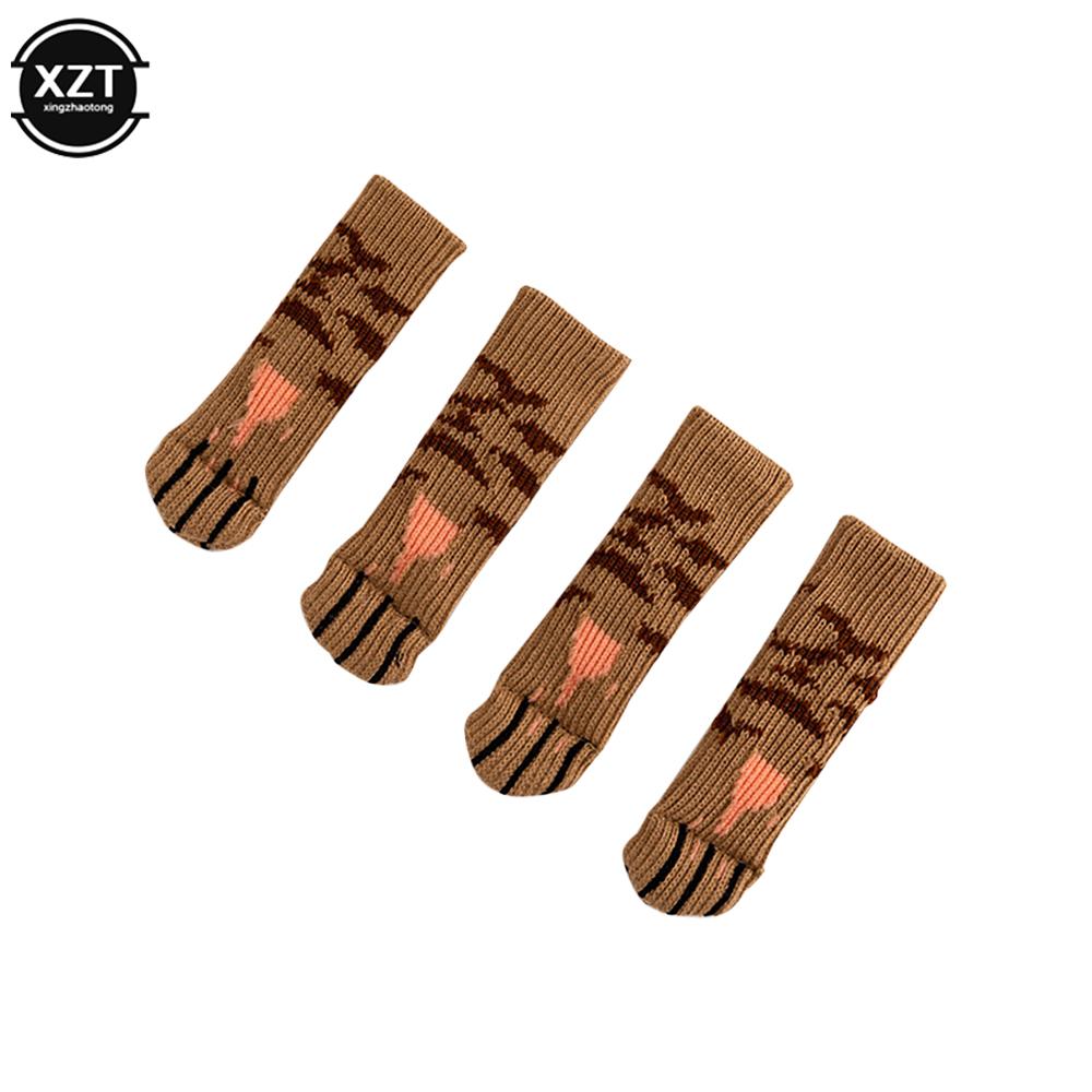 

4 шт., подставка для ног стола и стула, защитный чехол для ног, вязаные носки с когтями кошки, бесшумный износостойкий нескользящий коврик для домашнего декора