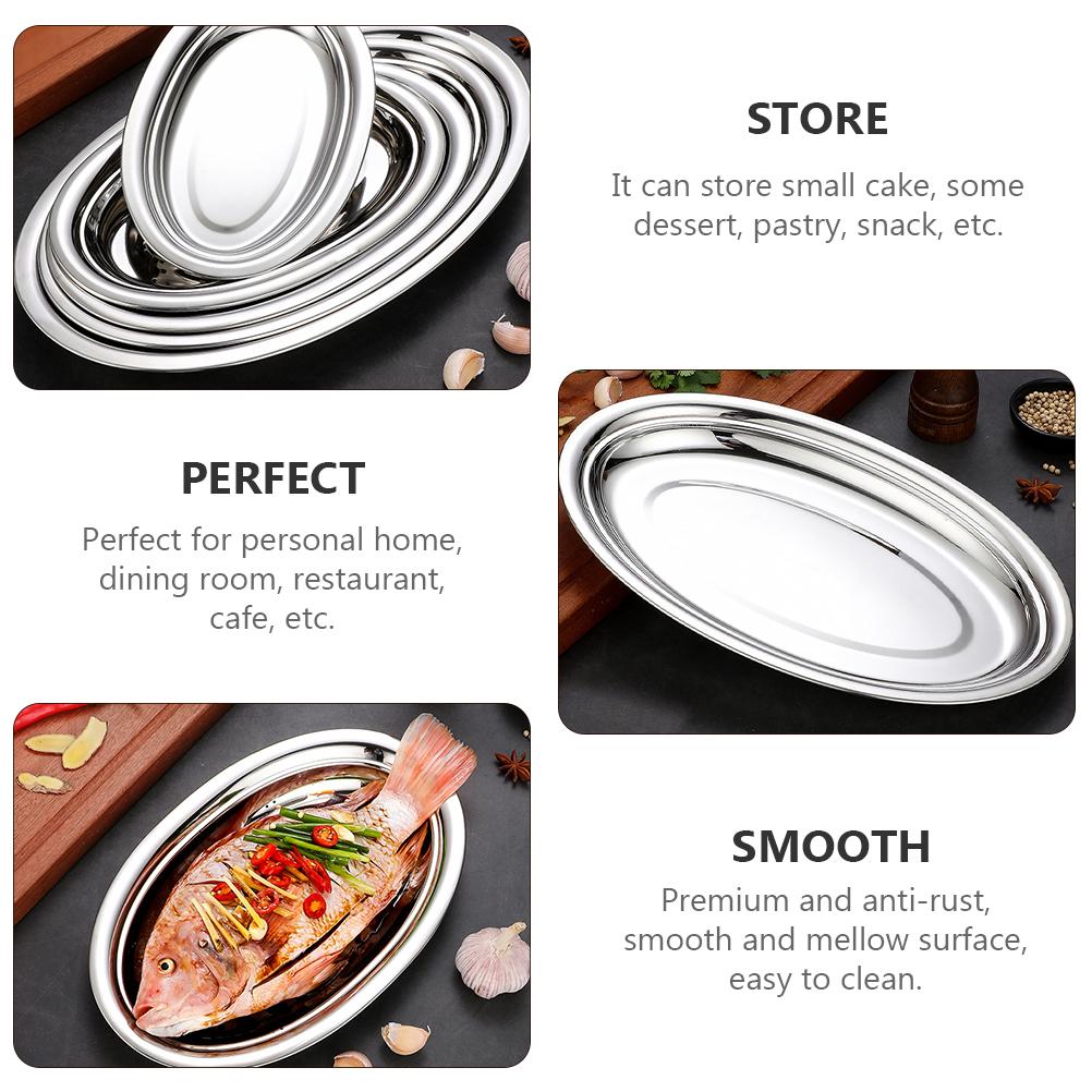 Plate Skillet Practical Pastry Snack Restaurant Stainless Steel Oval Child Serving Tray
