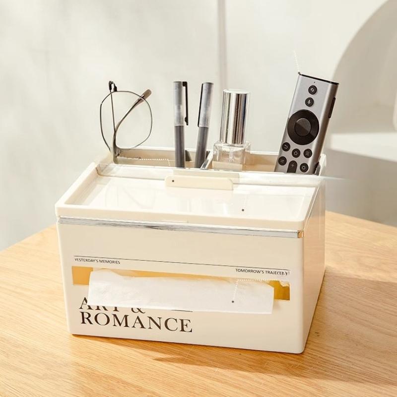 Light Luxury Tissue Box Holder Organizer Home Living Room Coffee Table Multifunctional Bedroom Desk Remote Control Storage Rack