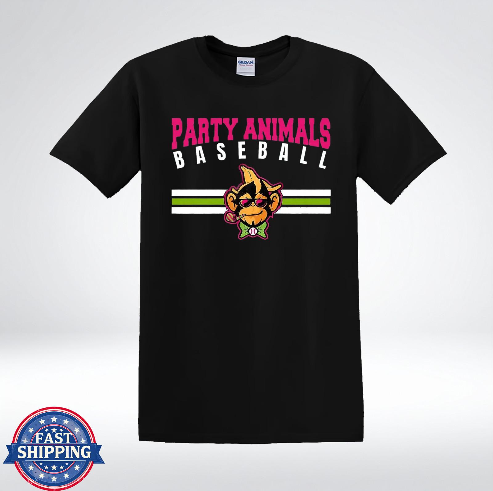 Party Animals Baseball Monkey Shirt Funny Vintage Stripe Graphic T-Shirt XXXXL