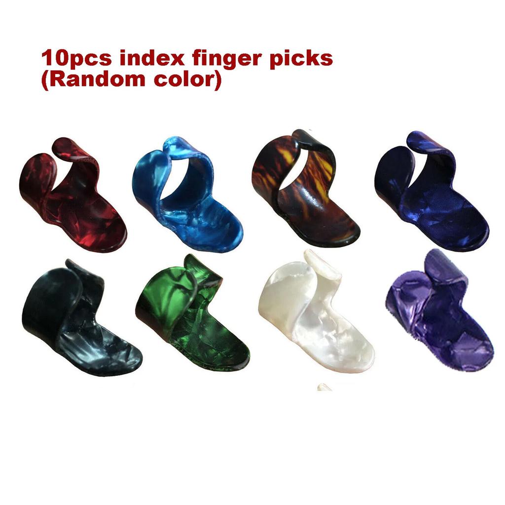 10pcs Celluloid Guitar Finger Picks Thumb/Index Sizes Fingerstyle Protector Anti-Slip Design Bass Acoustic/Electric  Guitar