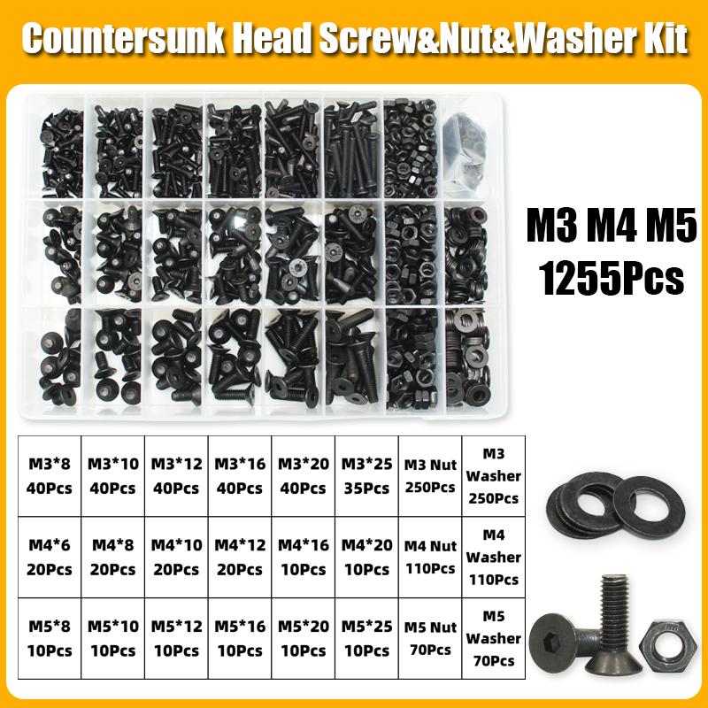 3045P Hex Hexagon Socket Countersunk Head Screw M2- M8 Carbon Steel Flat Head Bolt and Nut Washer Screws 10.9 Grade Alloy Steel