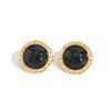 SHIXIN Vintage Black Acrylic Resin Alloy Stud Earrings for Women Minimalist Geometric Round Piercing Earrings Bohemian Jewelry