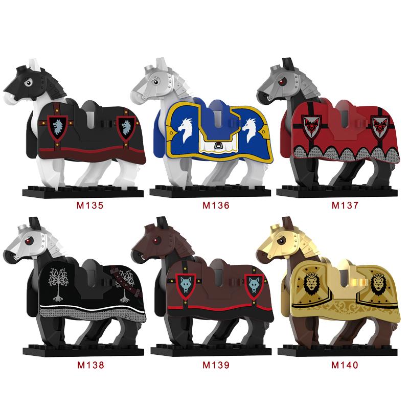 Medieval Castle Soldier Action Figures Building Block Dragon Anime Knight Accessory Warhorse Militia Helmet Shield Toy Gift S015