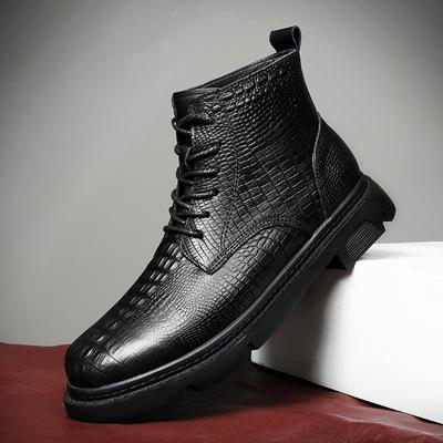 Bottines pour hommes à motif crocodile Marque de luxe Chaussures montantes Mode Extérieur Street Chaussures Chelsea Confortables Courtes Botas
