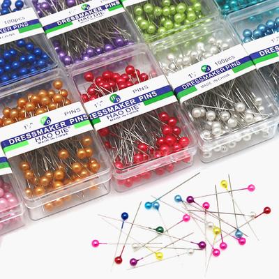 100 Bucăți/Cutie 38cm Ace Colorate cu Cap Rotund de Perle Cusături Drept Împingere Ace de Cusut Pentru Croitorie Poziționare DIY Unelte de Cusut