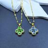 Fashionable double-sided Beimu clover single flower necklace