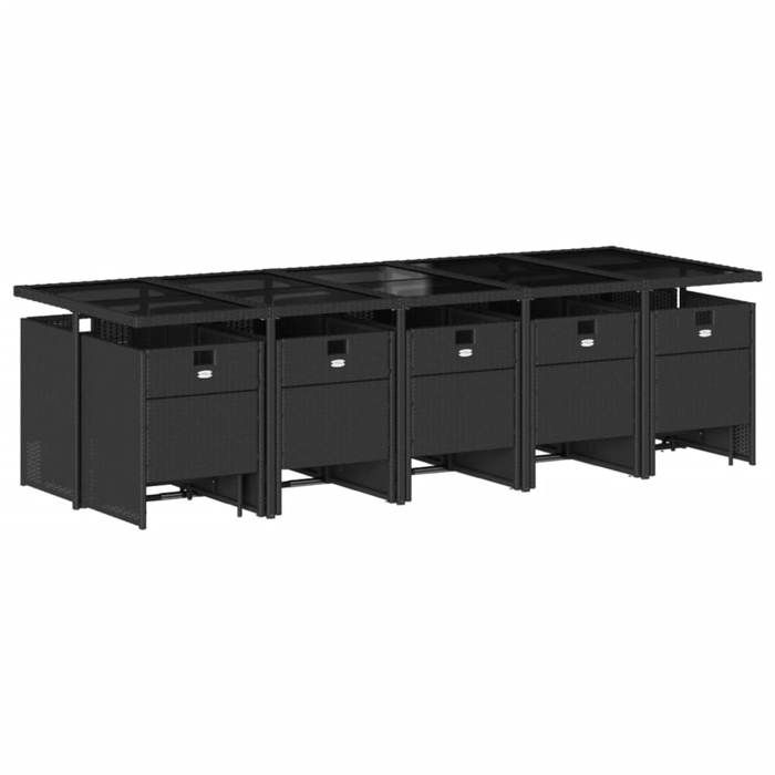 VidaXL Ensemble à manger de jardin 15 pcs coussins noir résine tressée 3277758