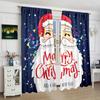 Set Of 2 White Beard Santa Claus Christmas Print Curtain Polyester Material Suitable Bedroom Living Room Study Ideal For Great