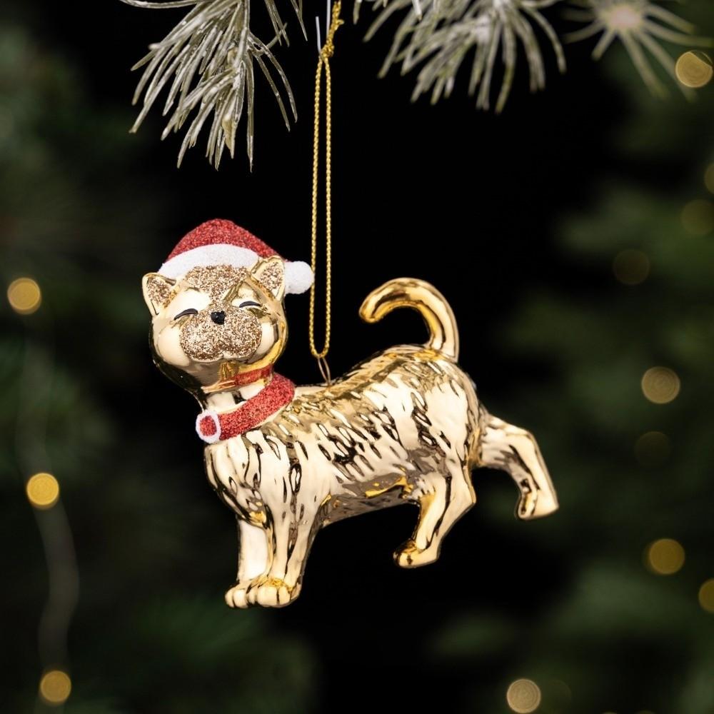 Delicate Christmas Cat Dog Pendant Kitten Christmas Hanging Novelty Christmas Tree Decor Bedroom