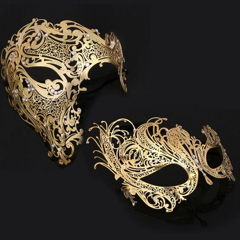 Metal Diamond-Studded Iron Mask Half Face One Eye Halloween Party Costume