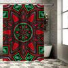 Decorative Bath Shower Curtain with Kaleidoscope Design In Green, Red Black Modern Flower Pattern for Bathroom Decoration