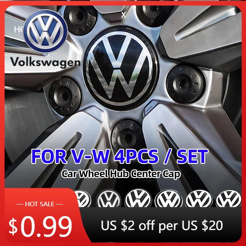 For VOLKSWAGEN VW 4Pcs 56/65/66mm Car Wheel Center Hub Caps Cover Replacement Accessories For Volkswagen VW R GTI Golf 5 7 Caddy