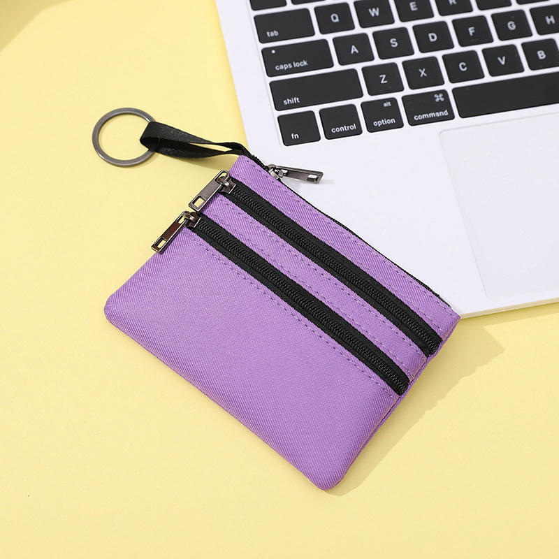 Durable Canvas Coin Purse Key Bag Zipper Kid Storage Pouch Money Pocket Solid Color Coin Key Bag Men Women Portable Card Wallet