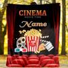 Cinema Night Movie Snacks Fun Customizable Outdoor Blanket Personalized Text Warmthful Decor Great For Picnics Outdoor Travel And Camping Sofa Office