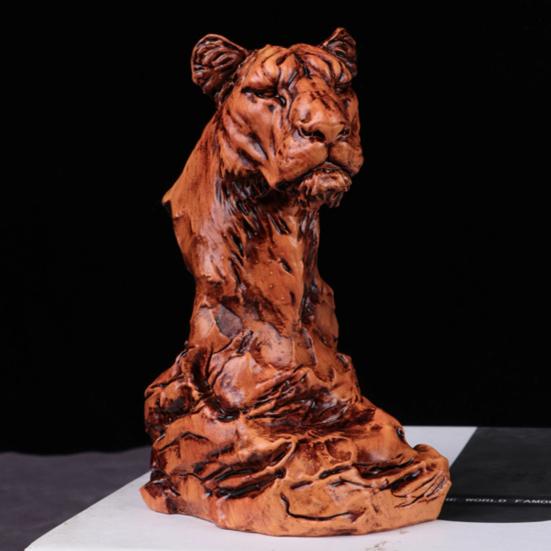 Animal Head Statue Resin Lion Figurine Rhinoceros Statue Retro Style Lion Buffalo Sculpture for Office Bedroom Living Room Decor