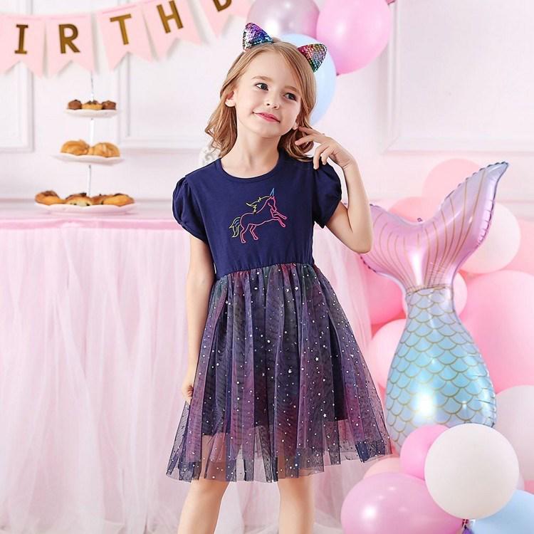 Girls' Korean Style Summer Princess Dress - Short-Sleeved Cotton