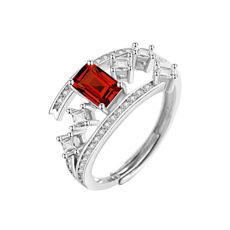 

Retro High-end S925 Sterling Silver Ring Natural Topaz Crystal Personality European Style Women Band opening adjustable