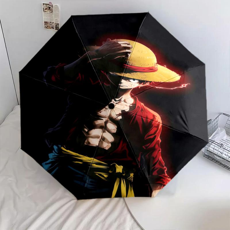1 PC Automatic Folding Umbrella - One Piece Monkey D Luffy Pattern Portable Foldable Design With 8 Ribs Christmas Birthday Gifts