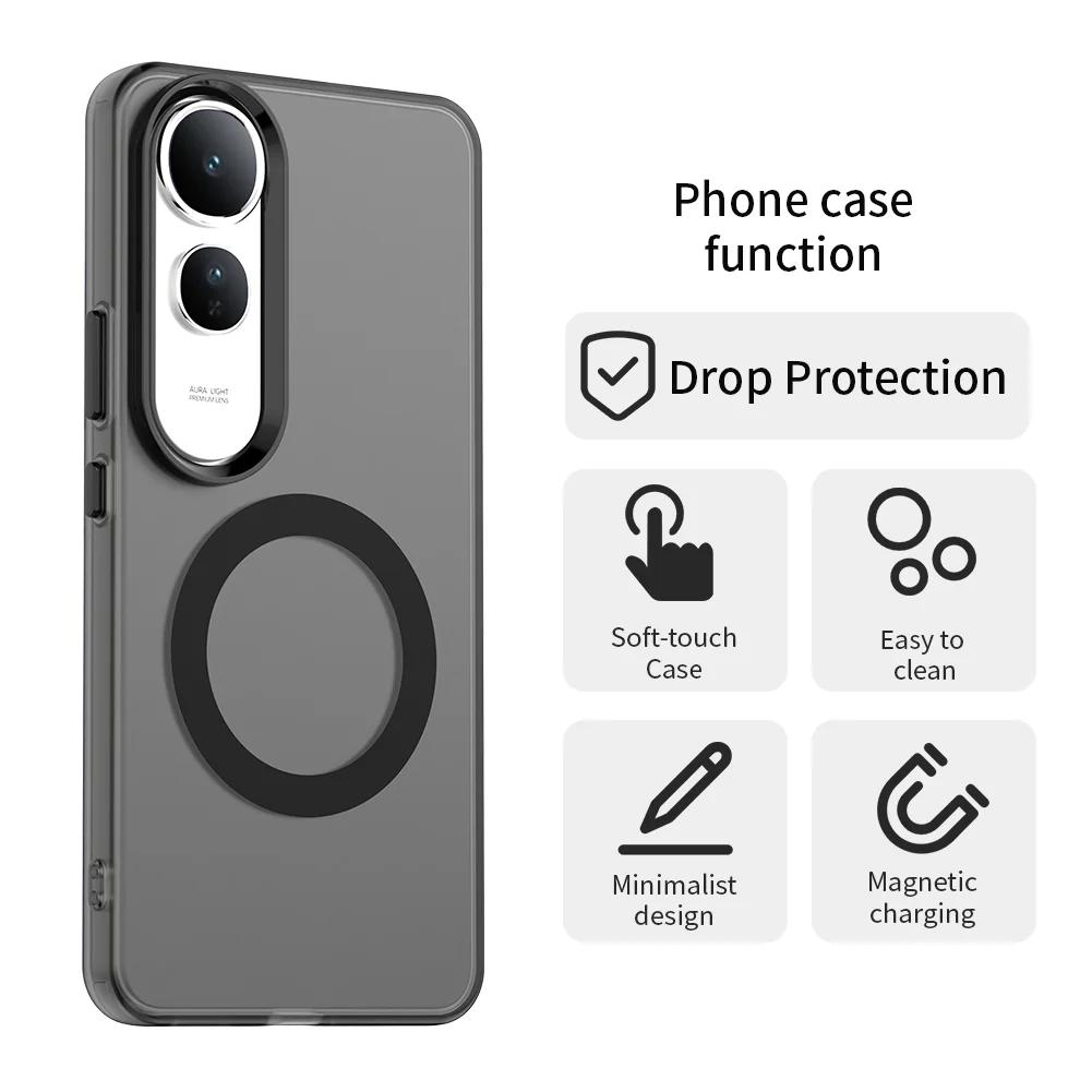 Magnetic Wireless Charging Case For Vivo V50 Lite 5G Cover Candy Colors Transparent Back Shell Fundas Coque