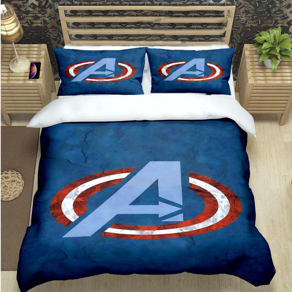 Fashion Superhero A-Avengers Print Bedding Set Duvet Cover Comforter Bed  Youth Kids Girl Boys Luxury Birthday Gift