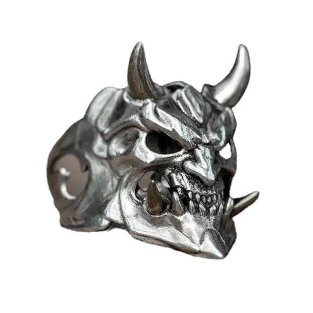 Retro Punk Menn Ring Demon Skjelett Hip Hop Rock Lokomotiv Ring Titan Stål Legering Eldgammel Sølvfarge Ring Dame Smykker