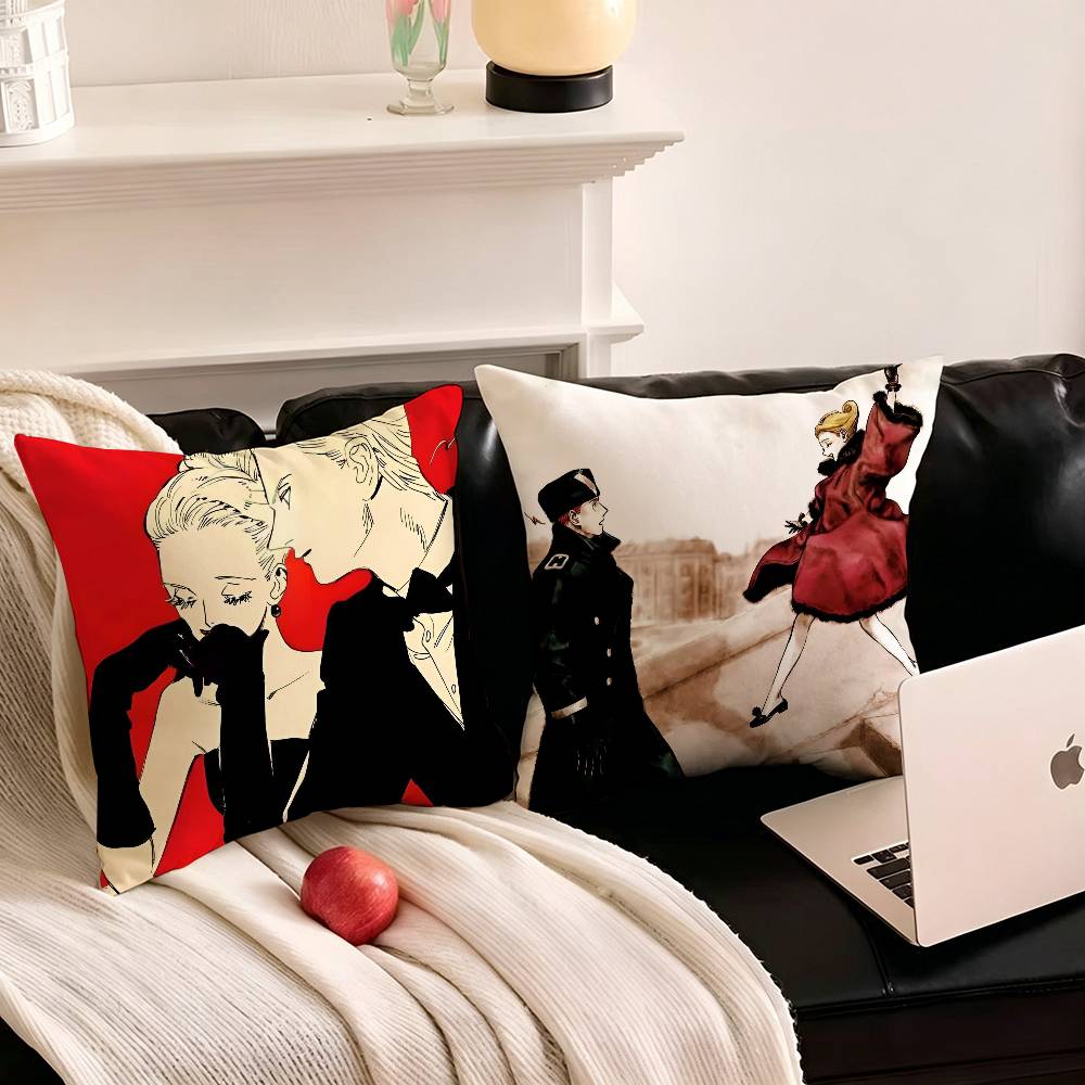 1pc Emma X Aleksander Veil Manga Pillow Case Fashion Square Pillowcase Bedroom Sofa Room Ins Decoration Leisure