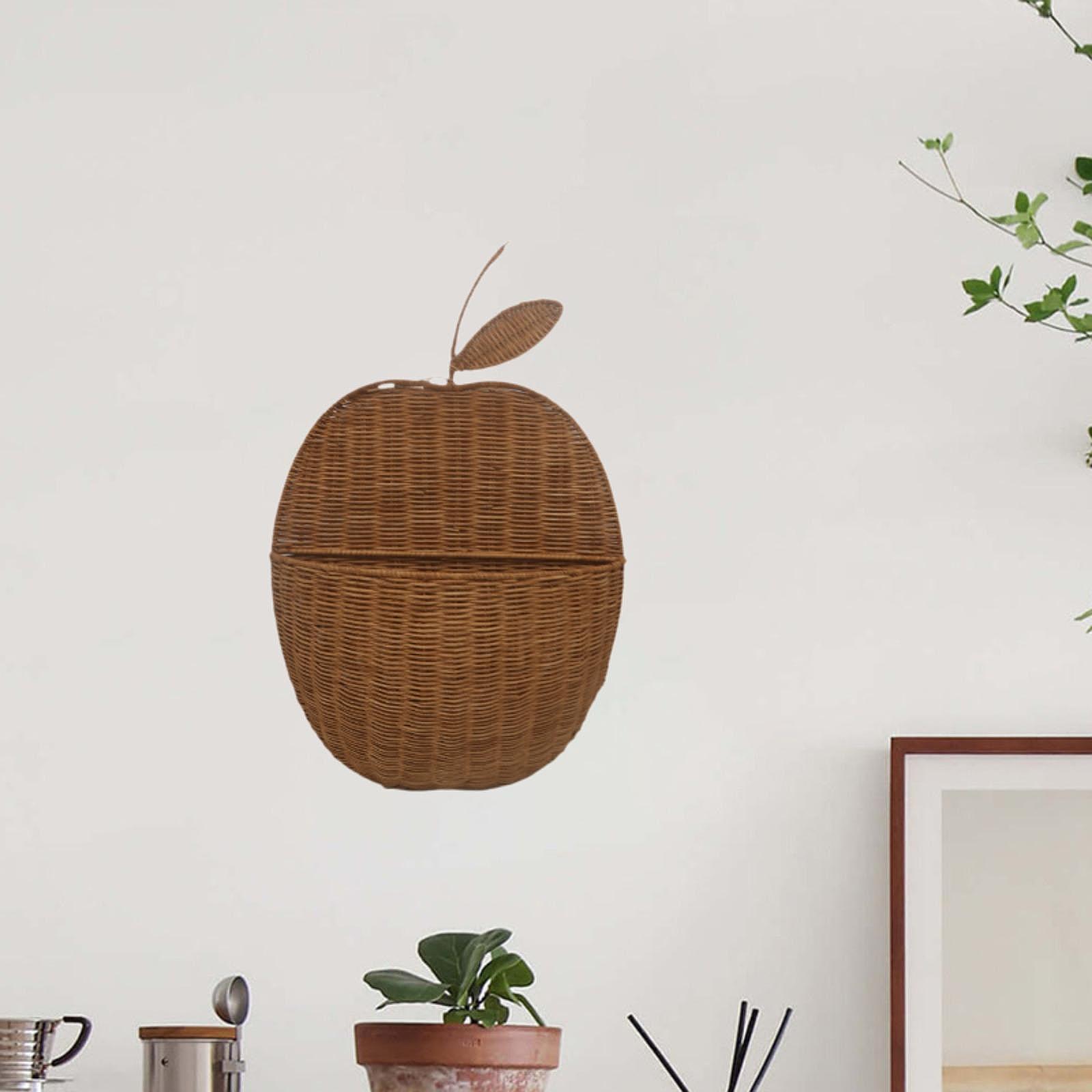 

Тканий кошик на передніх дверях Ручний плетений ротанговий сімейний органайзер Ванна кімната Фермерський будинок Спальня Прихожа Відкрите плетіння Підвісна стіна для зберігання