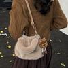 Faux Fur Tote Bag Soft Fluffy Shoulder Bag With Cute Pendant Plush Drawstring Crossbody Bag Women Winter Casual Commuter Handbag