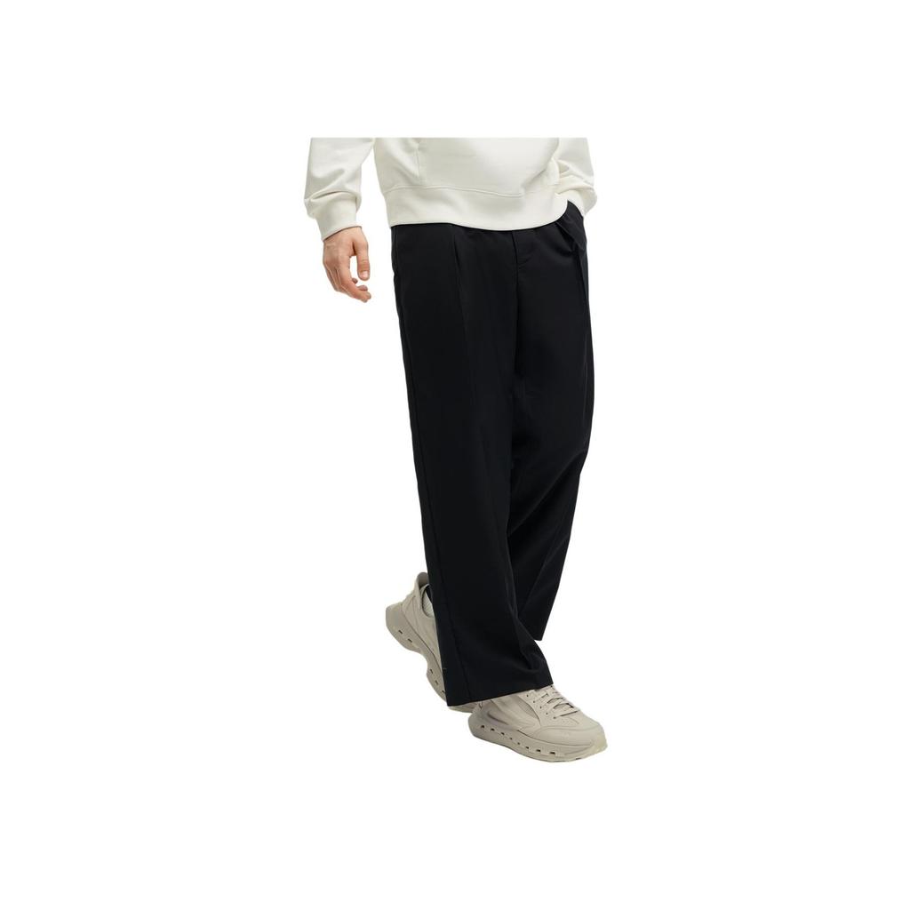 FILA Solid Color Mid Waist Comfortable Straight Leg Casual Pants Men bottoms Black F11M415803F-BK