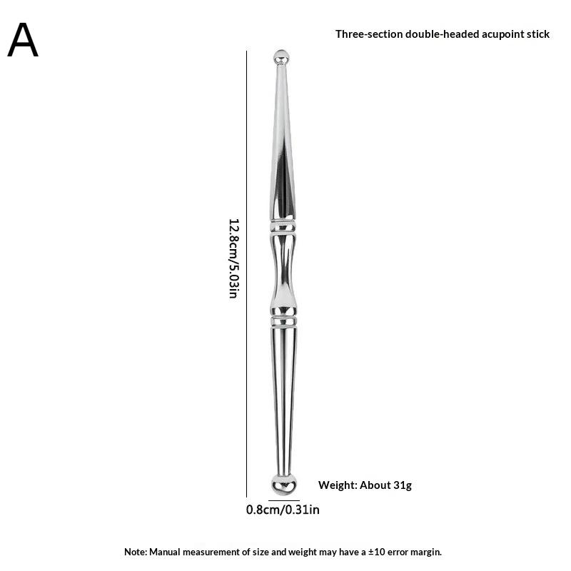 Facial Massage Support Pen with Stainless Steel Double Head Design for Reflexology