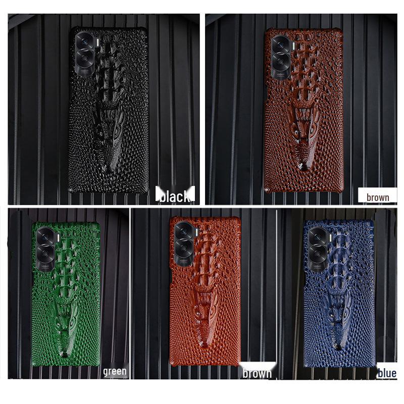 Kožený kryt Honor X30 s motivem dračí hlavy z hovězí kůže chrání váš telefon stylově.