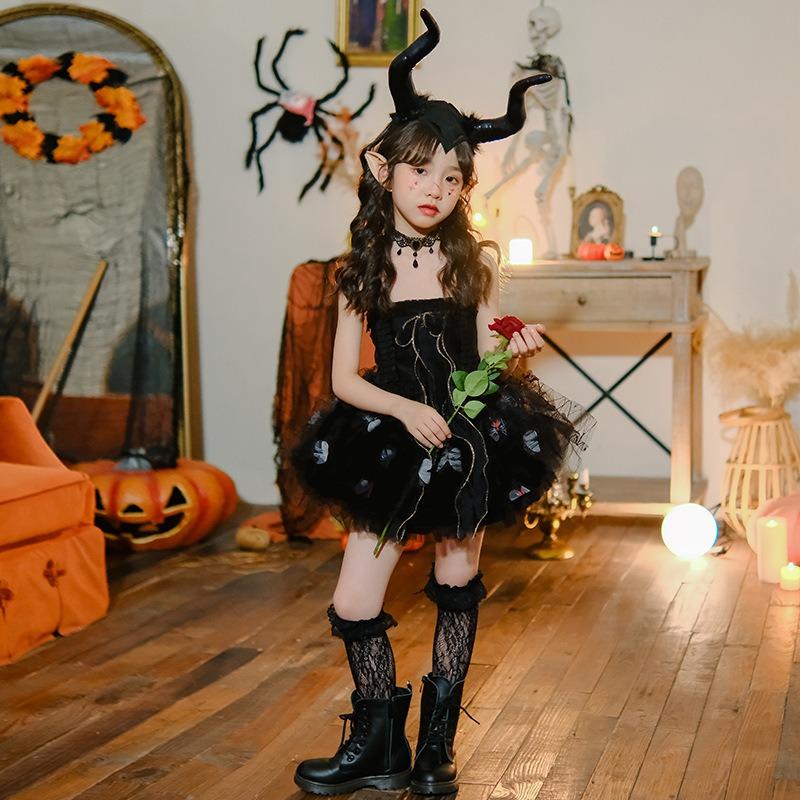 Halloween children's costume catwalk children's costume ghost bride girl witch butterfly elf dress