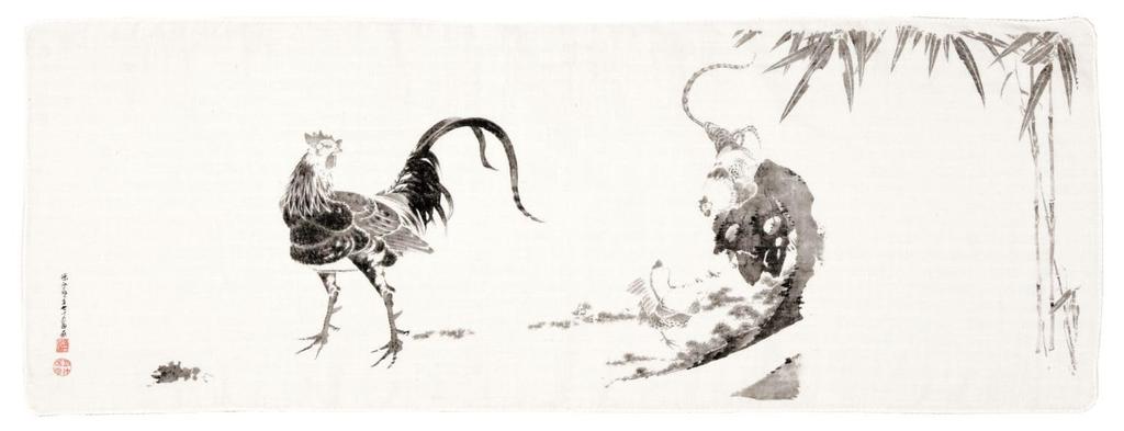 Yamamoto Jin Shoten Double Gauze Hand Towel with Flock of Chickens Design [5025]