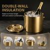 Double-Wall Stainless Steel Ice Bucket With Lid Champagne Beverage Tub  Wine Chilling