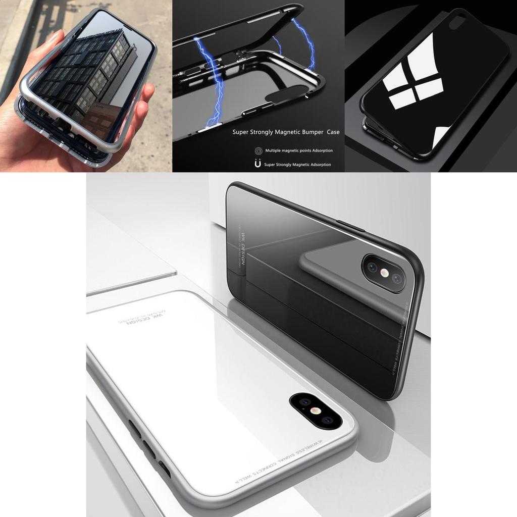 Flip Case Magnetic For Iphone X 8 7 Plus Clear Tempered Glass Film Phone Cases