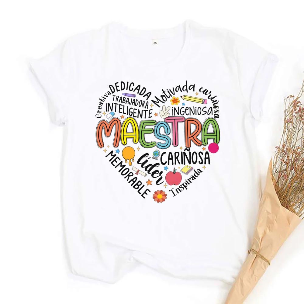 Fashion Maestra Print Women Tshirt Teacher Comfy Tees Top Short Sleeve Crew Neck Fashion Tshirt The Best To Teacher S