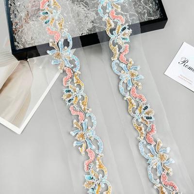 Exquisite Color Hollow Mesh Yarn Car Stock Bead Sequin Barcode Clothing Dress Hair Accessories Lace Accessories