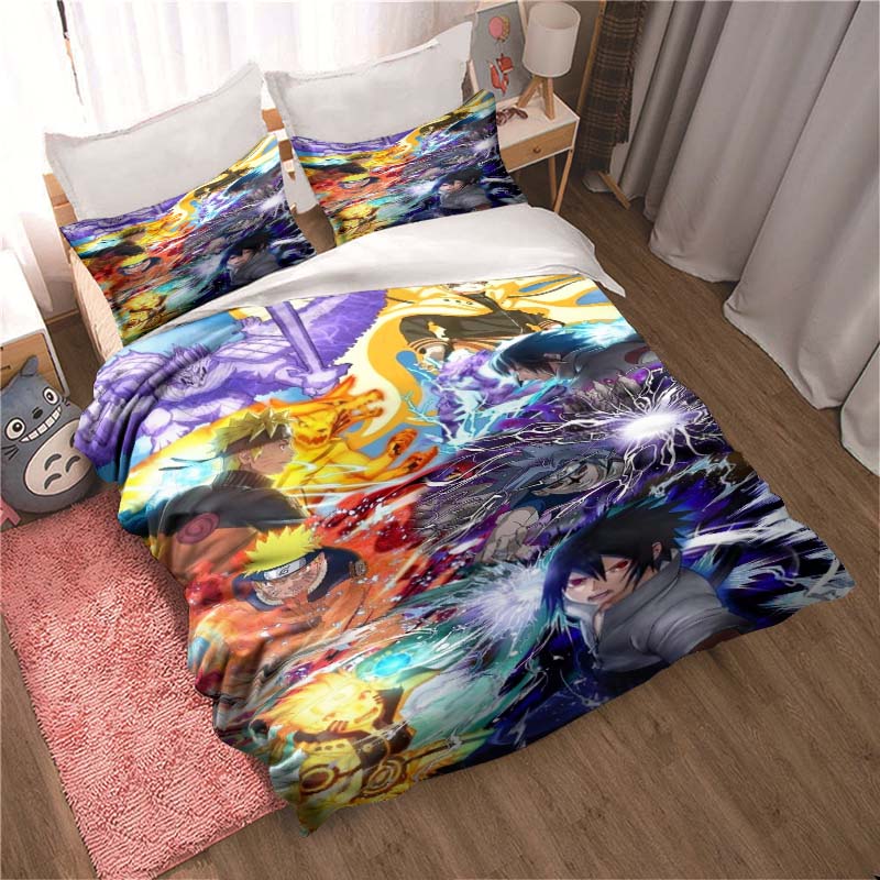 Uzumaki Naruto Japanese Manga Print Bedding Set – Duvet Cover Set – A Luxurious Gift for Teens, Suitable for Double/Single Beds