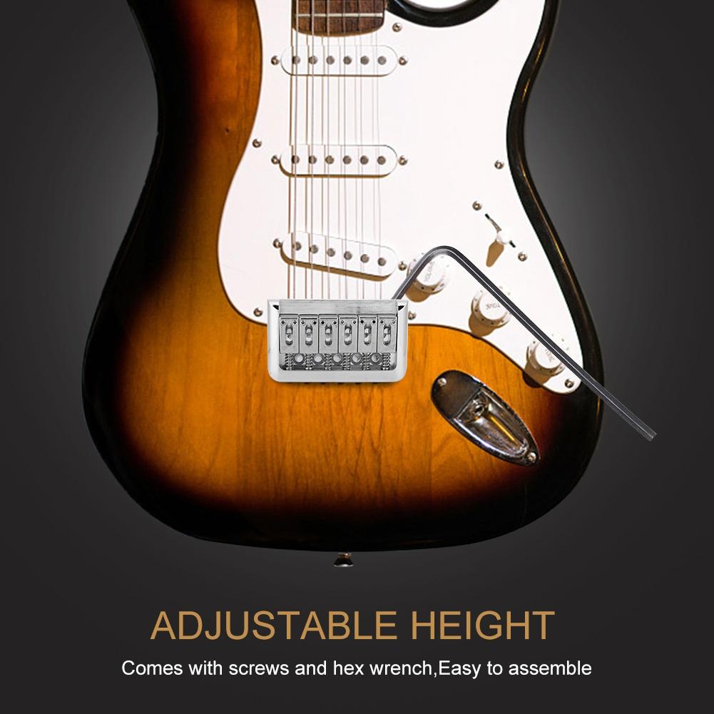 Professional Metal Six String Bridge for 6 String Electric Guitar (Silver)