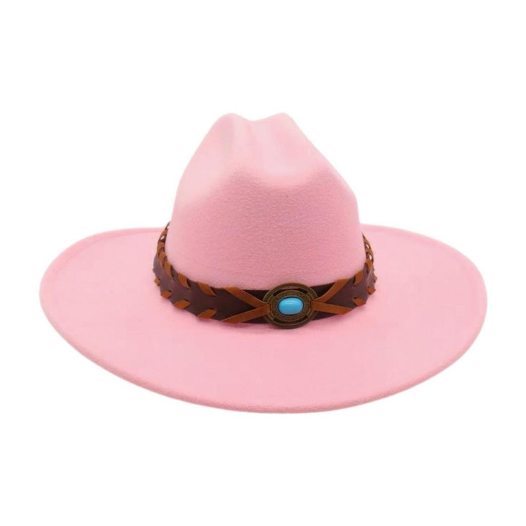 French Flat-Brimmed Top Hat Western Cowboy Hat Hot-Selling High-End Ethnic Style Travel Sunshade Woolen Jazz Hat