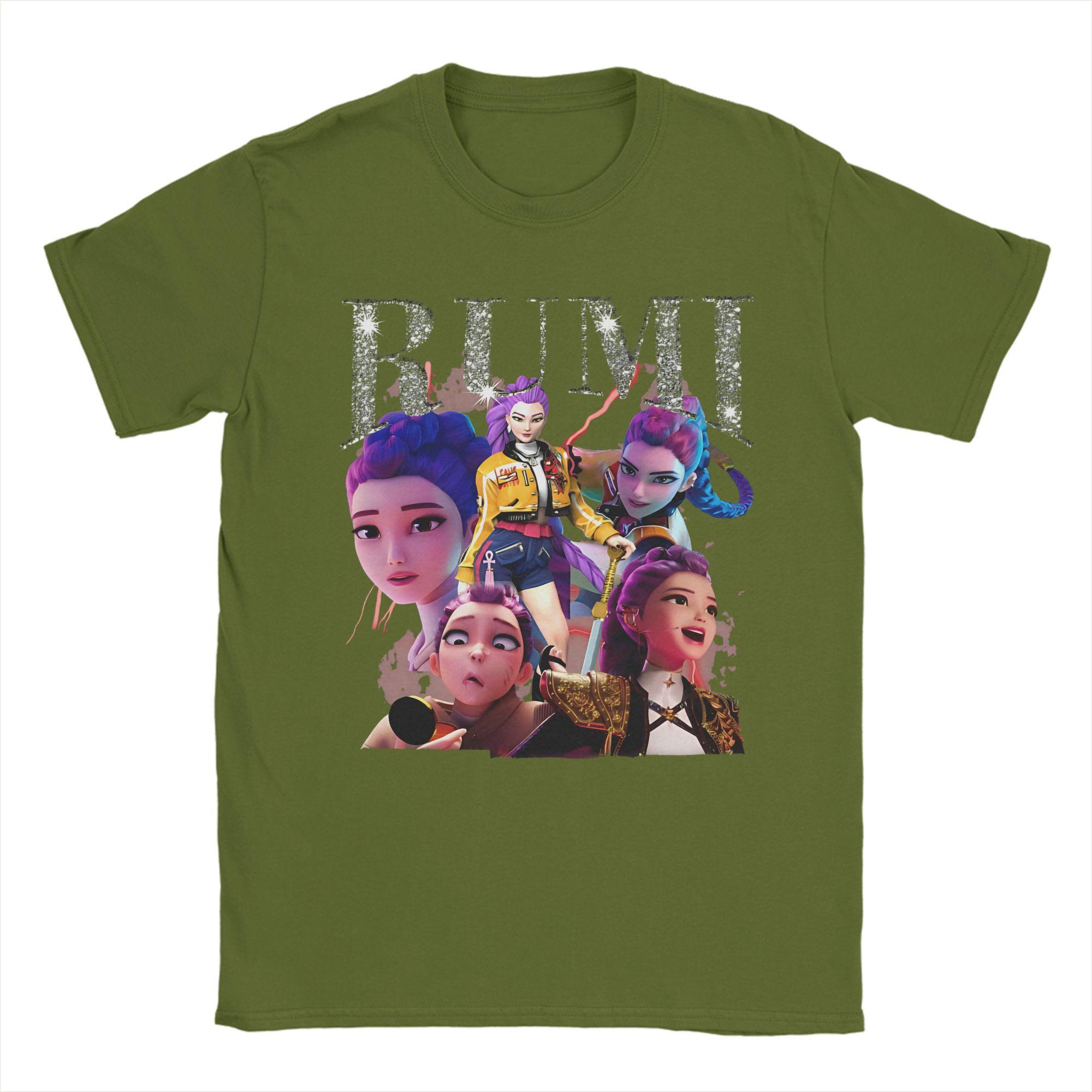 

Rumi Kpop Demon Hunters T-Shirt for Men Funny 100% Cotton Tees Crewneck Short Sleeve T Shirts Summer Tops 4XL