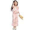Girls Summer Floral Short Sleeve Wide Leg Pants Set Sweet Princess